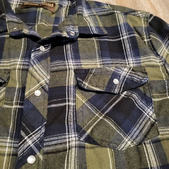 Outdoor Casuals Pearl Snap Heavy Flannel Button Up Shirt Men's Size XL - Picture 3 of 6